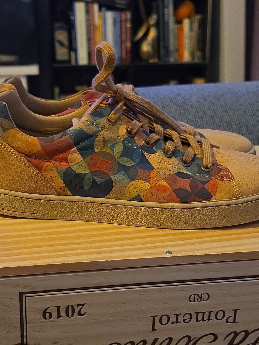 Handmade In Portugal VEGAN Multicolor Geometric Cork Sneakers Unworn